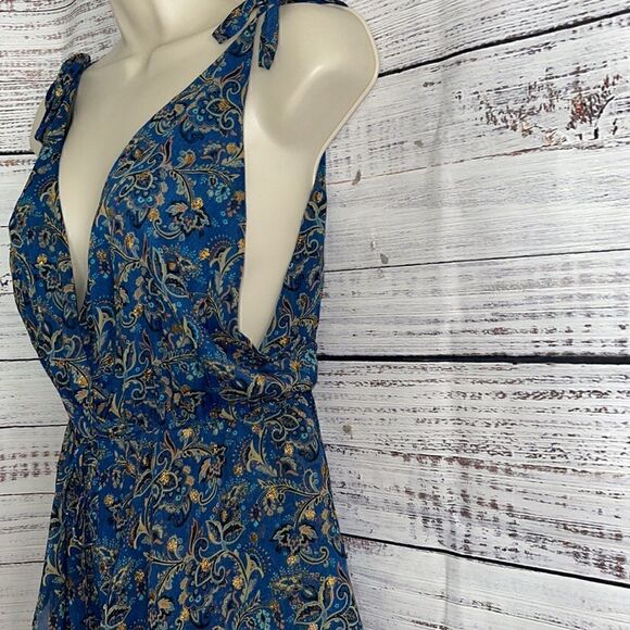 Honey Belle Romper Womens Small Sleeveless deep v plunge paisley print - Picture 7 of 13